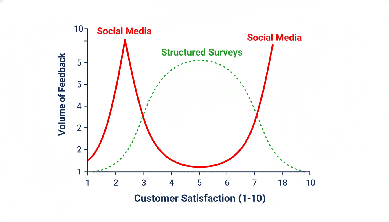 Social media feedback vs structured surveys